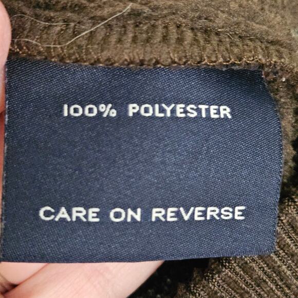 GH Bass & Co Mens Brown Henley Hooded Sweater Elbow Patches Y2K Size S - Picture 7 of 13